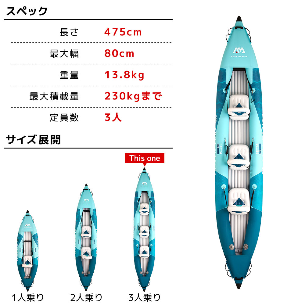 アクアマリーナ カヤック Betta 3P(ベッタ 3人乗り) 02